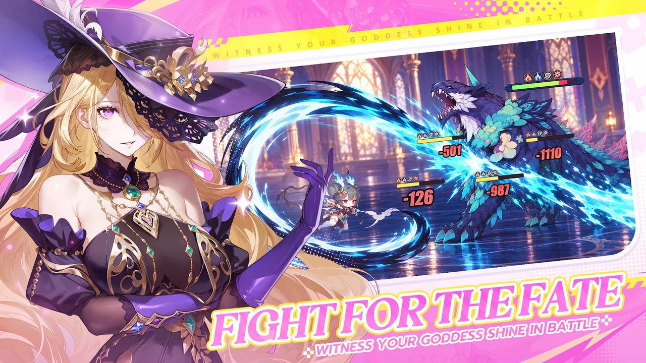 Official Girls Echo artwork: a witch beside a team battle preview